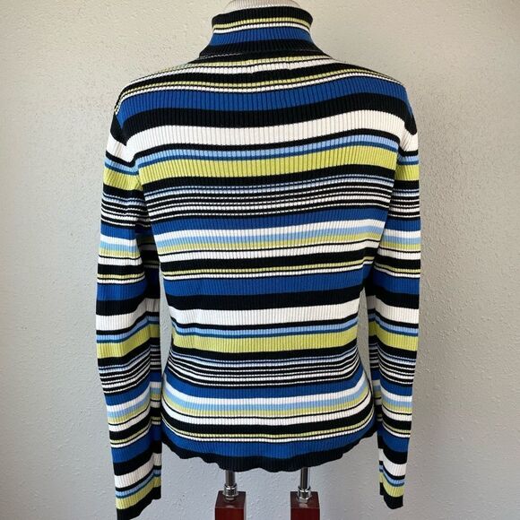 St. John’s Bay Striped Turtleneck Sweater Size L EUC - Picture 4 of 6